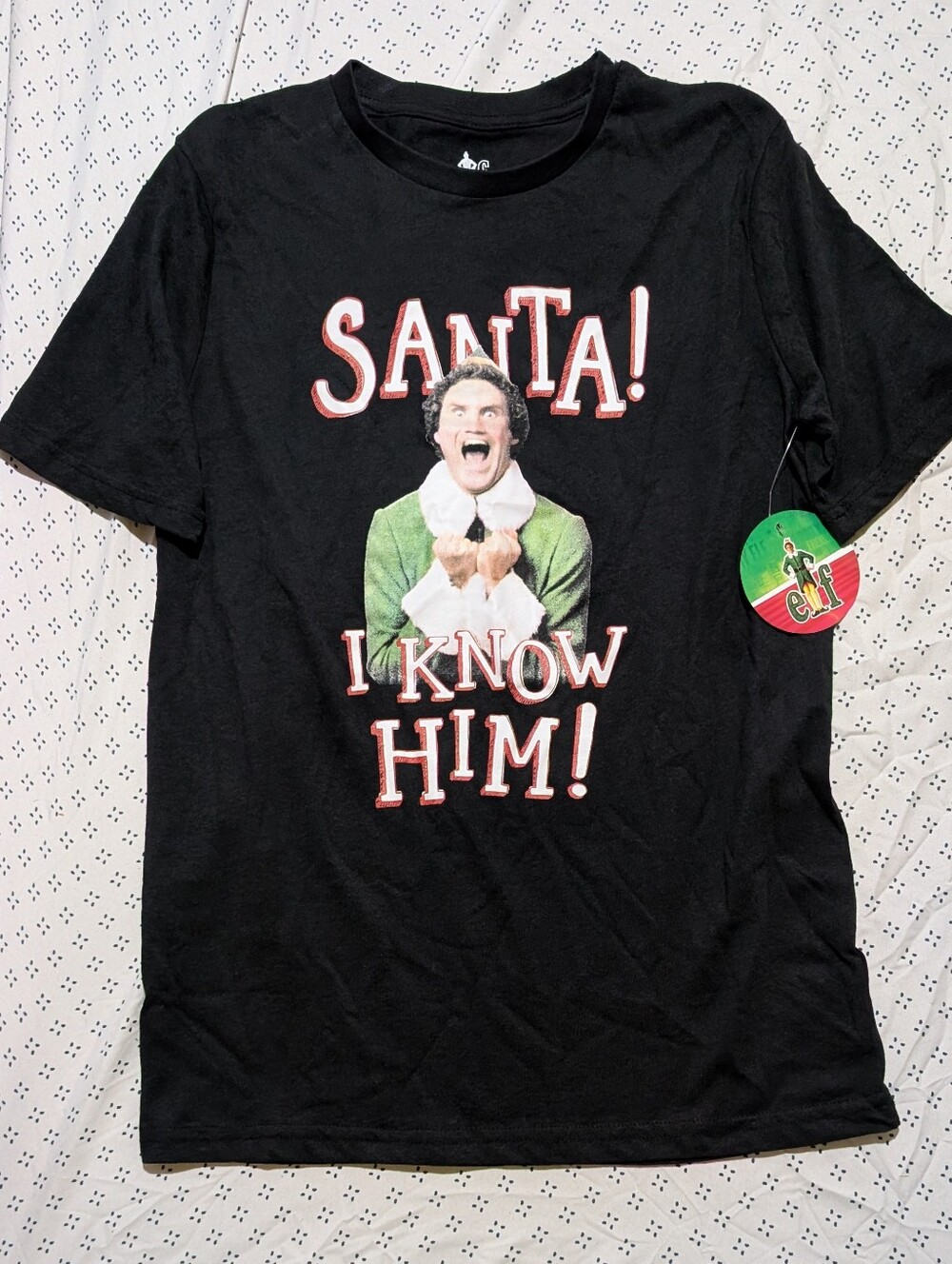 NEW Elf Movie Santa! I Know Him! Graphic Tee Youth large (14) *D3